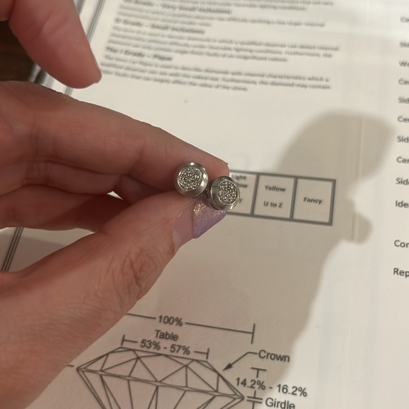 Sterling silver diamond earrings - Picture 3 of 7